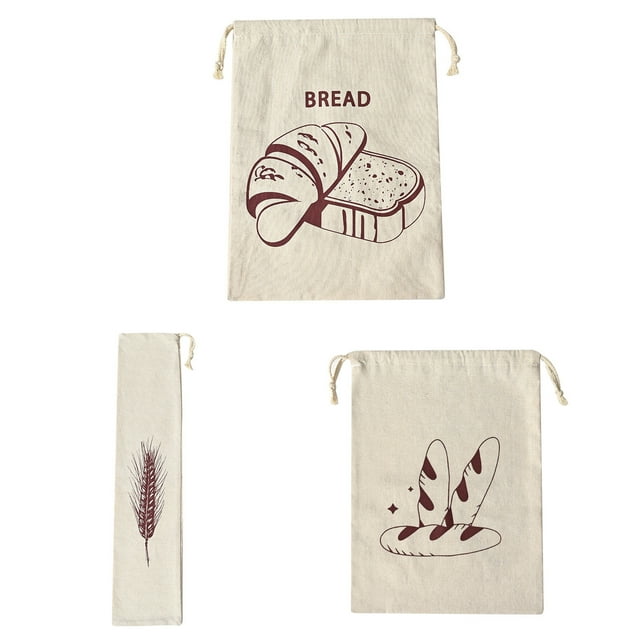 Bearachild Bolsa de 3 piezas con cordón ajustable en ambos lados, grande, reutilizable, de poliéster y algodón, lavable, para guardar alimentos Herramientas y accesorios para hornear