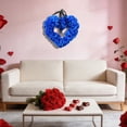 thumbnail image 6 of Coollooc Heart-Shaped Rose Floral Wreath, 14 Inch Artificial Rose Flowers with Ribbons for Front Door, Valentine's Day Wedding Decoration, Anniversary Candlelight Dinner Decor(Blue), 6 of 9