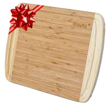 BlauKe® Wood Cutting Board for Kitchen – 14x11" Large Bamboo Cutting Board with Juice Groove – Wooden Chopping Board, Serving Tray, Butcher Block