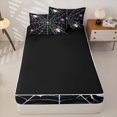 thumbnail image 4 of Homewish Halloween Spider Web Zipper Queen Comforter Set with Fitted Sheet and 2 Pillowcases for Kids, Gradient Spooky Animals Zipper Bedding Set, Black Reversible, 4pcs, 4 of 6
