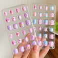 thumbnail image 2 of Tnobhg 24Pcs Kids Fake Nail Kawaii Kids Fake Nail Art Stickers Set Creative DIY Nail Kit for Nail Decorations, 2 of 7