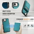 thumbnail image 2 of Magnetic 2 in 1 Detachable for iPhone 16e, Compatible with Magsafe Case with Card Holder, for Women Men PU Leather RFID Blocking Flip Kickstand Credit Slots for iPhone 16e, Blue, 2 of 12