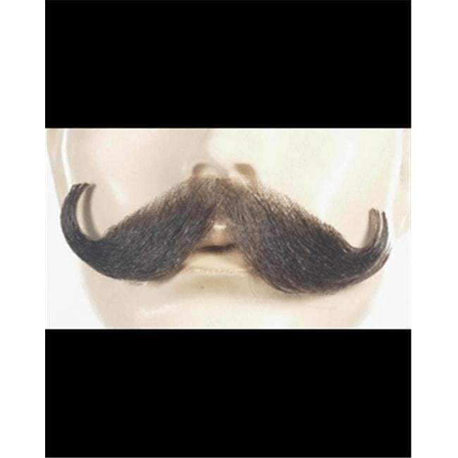 Grey Long Handlebar Style Fancy Dress Moustache