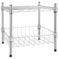 thumbnail image 1 of Estantería de alambre de metal apilable de 2 niveles, 38 cm de ancho x 35 cm de profundidad x 38 cm de alto, con cesta, cromada, 1 of 8