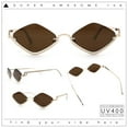 thumbnail image 2 of Womens Upside Down Half Rim Diamond Shape Rimless Metal Frame Sunglasses Gold - Brown, 2 of 8
