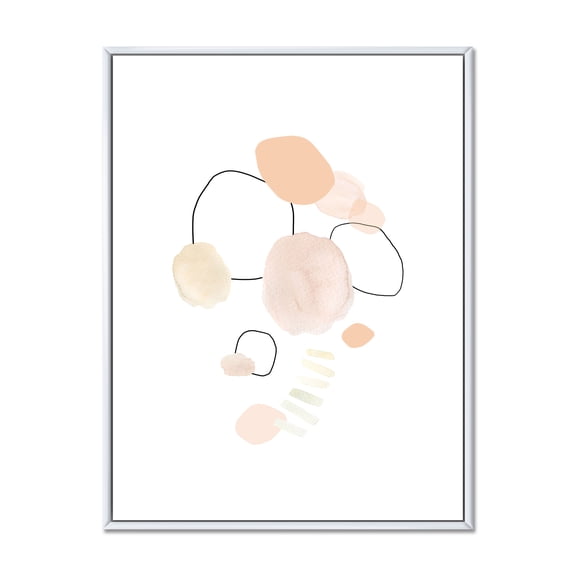 Designart 'Watercolour Stains On White' Shabby Chic Framed Canvas Wall Art Print