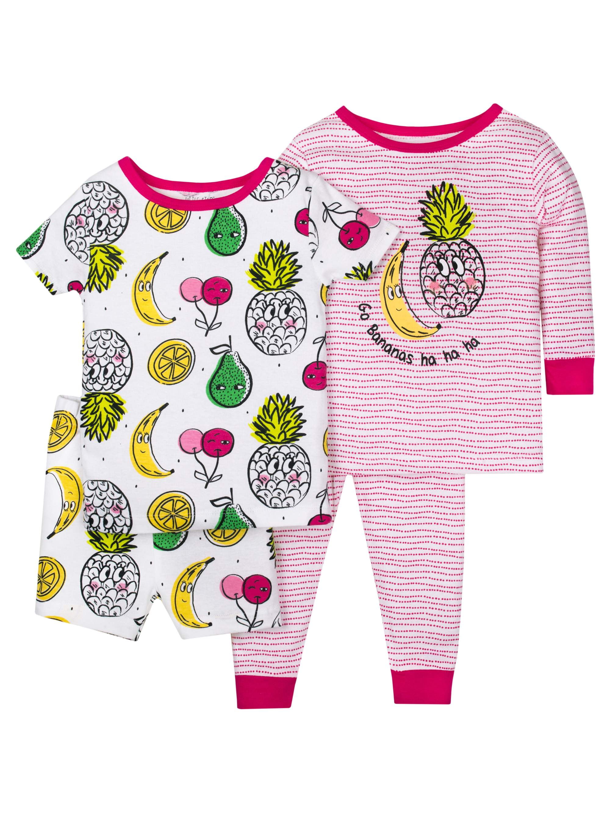 Baby Toddler Girl Snug Fit Mix 'N Match Pajamas, 4pc Set