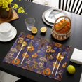 thumbnail image 3 of Orange Purple Spring Floral Placemats Set of 8, Vintage Botanical Summer Flower Placemats for Dining Table, Place Mats for Kitchen Tabletop, Waterproof Wipeable Dining Table Mats Set, 3 of 9