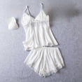 thumbnail image 4 of Sleepwear Sets for Women Lace Cami Tops with Removerable Pad Matching Short Silky Lounge Pajama Set White M, 4 of 6