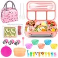 thumbnail image 1 of 27 Pcs Bento Box Lunch Box Kit, Stackable 3-in-1 Compartment Japanese Lunch Box Set W/ Soup Cup Sauce Can, Spoon Compatiblek, Cake Cups, Fruit Picks, 1 of 3