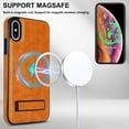 thumbnail image 6 of ELEHOLD Case for iPhone X/XS, Luxury PU Leather Anti-Scratch Magnetic Case with Invisible Kickstand for MagSafe Accessory,Khaki, 6 of 8