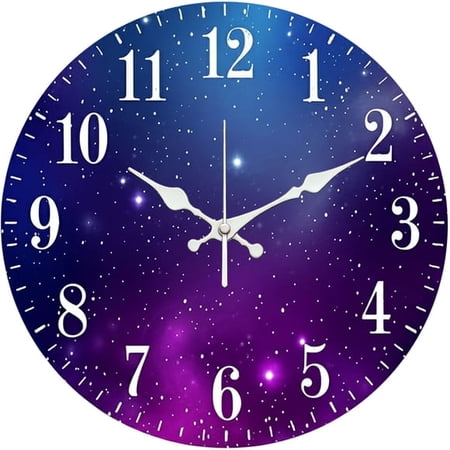 SBEMP10 Inch Silent Wall Clock, Starry Sky Nebula Fantasy Decorative Wall Clock, Battery Operated Non-Ticking Round Clock for Living Room Bedroom Galaxy Home Decor