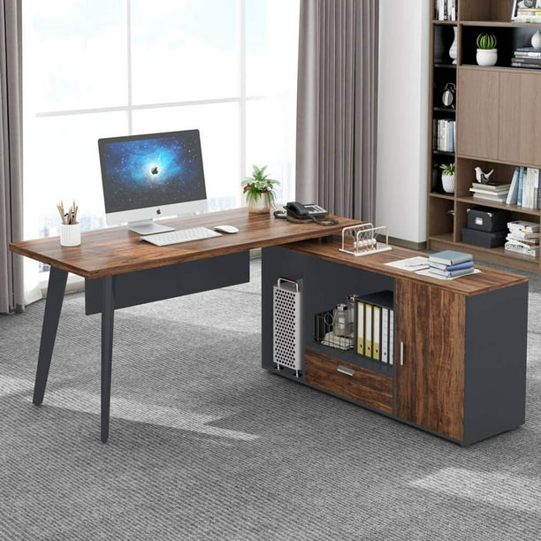 Tribesigns L Shaped Computer Desk With, Modern Computer Desk With File Drawer