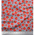thumbnail image 1 of Soimoi Blue Japan Crepe Satin Fabric Tomato Vegetable Fabric Prints By Yard 44 Inch Wide, 1 of 3