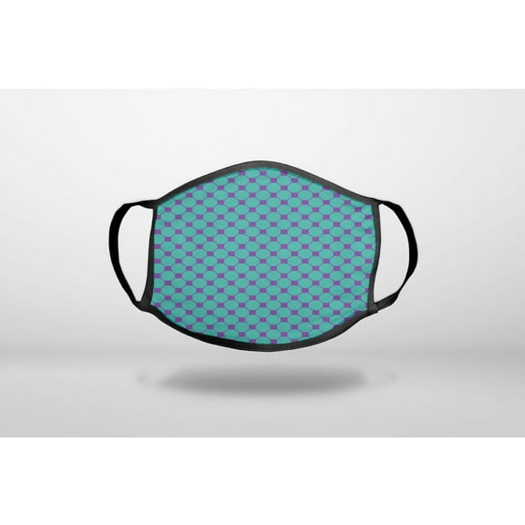 Teal Purple Checkered Pattern - 3-Ply Reusable Soft Cloth Face Covering, Unisex, Cotton Inner Layer