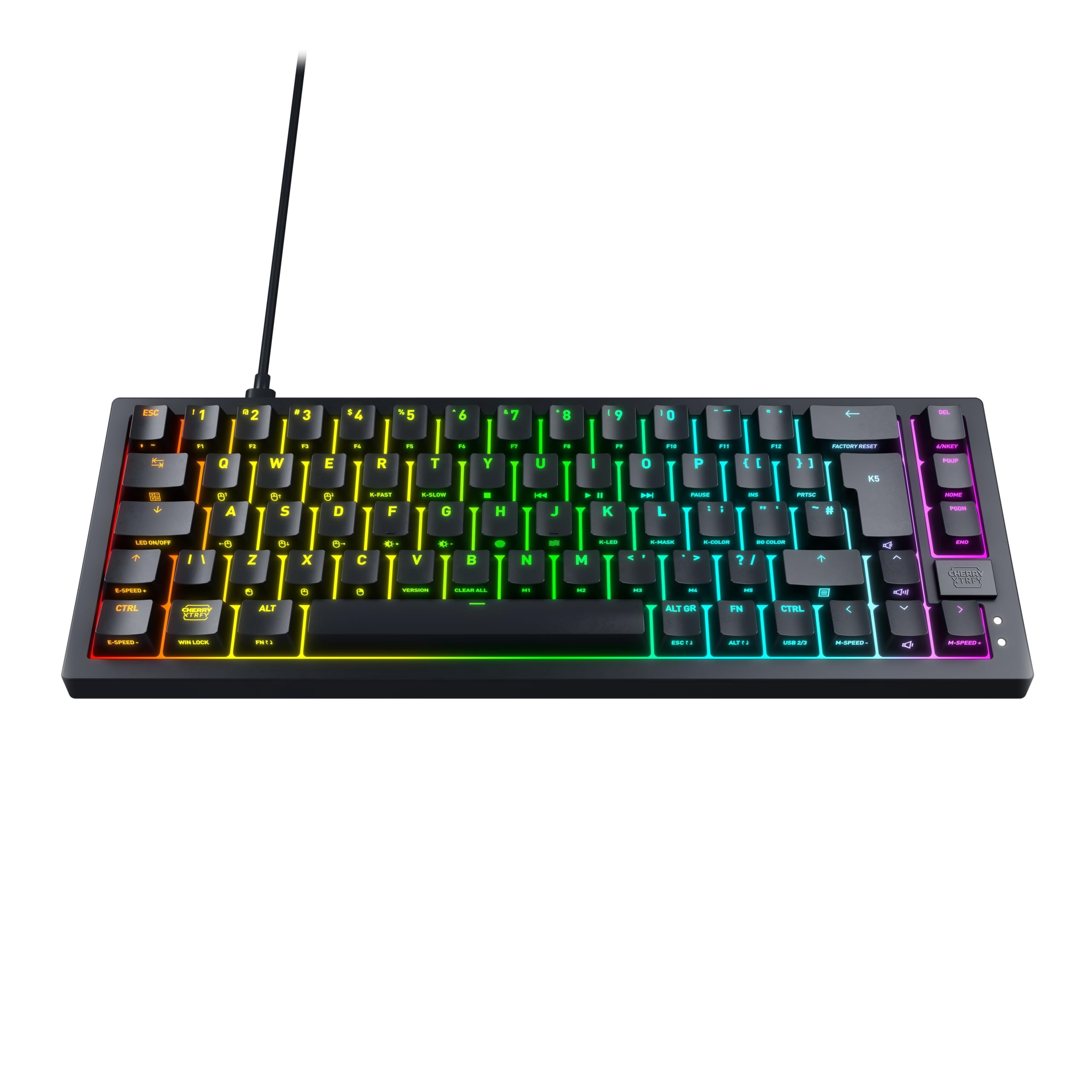 Cherry Xtrfy K5V2 Compact, Mechanical Gaming Keyboard in 65% Format US Layout Hot Swappable, CHERRY MX2A RED Switches (Black)
