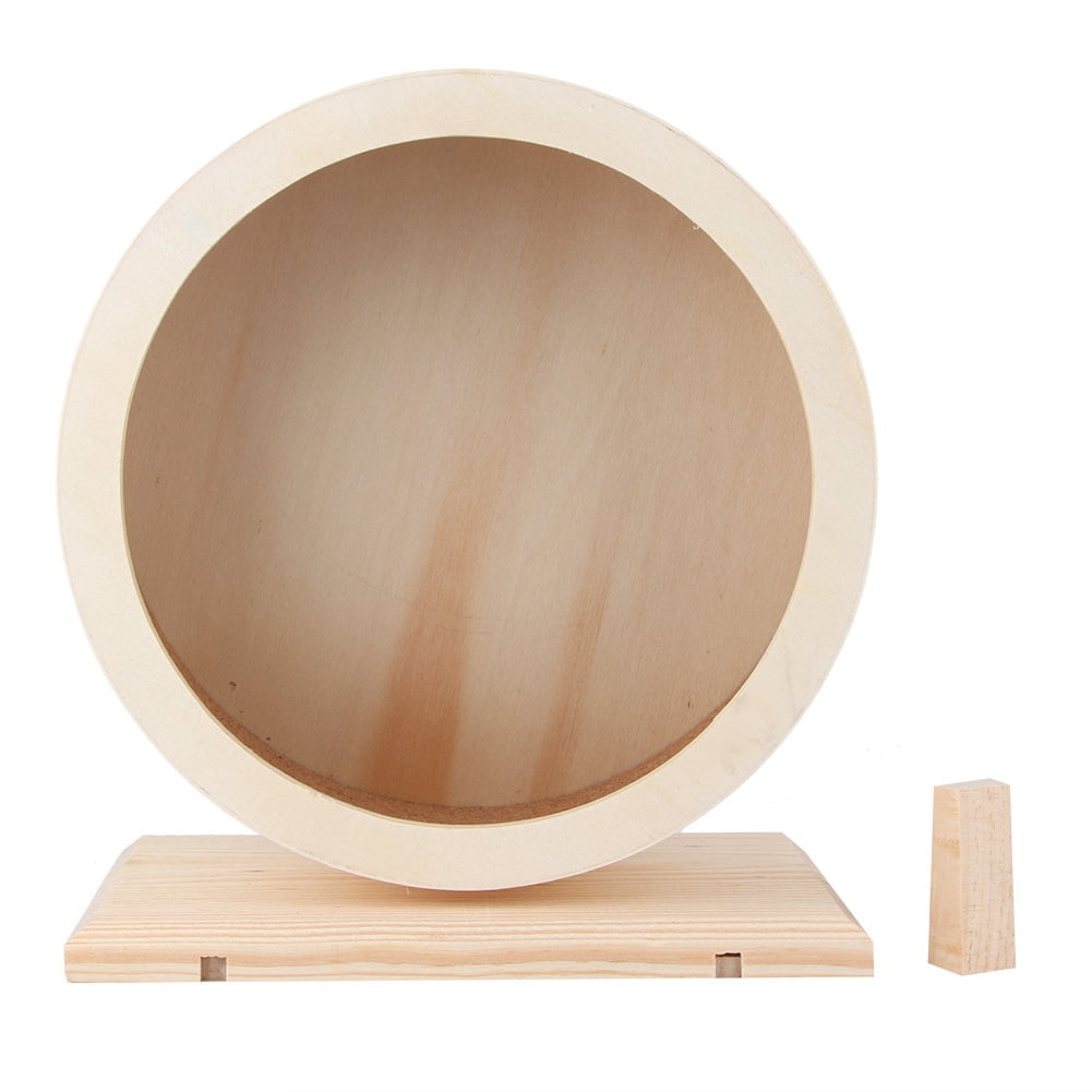 YAHHU Small Wooden Hamster Exercise Wheel Silent Running Toy for Dwarf Hamsters Gerbils Mice Natural Wood Spinner Activity Center Pet Cage Accessories (7.08 inches / 18 cm)