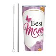 thumbnail image 1 of Taza térmica portátil de acero inoxidable con pajita para café, 20 oz, color blanco, para el día de la madre, 1 of 7