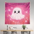 thumbnail image 3 of Halloween Tapestry Halloween Decor, Halloween Pink Cute Ghost C Wall Tapestry Aesthetic, Halloween Decorations Tapestry Wall Hanging for Bedroom, Livingroom - 60x51in, 3 of 6