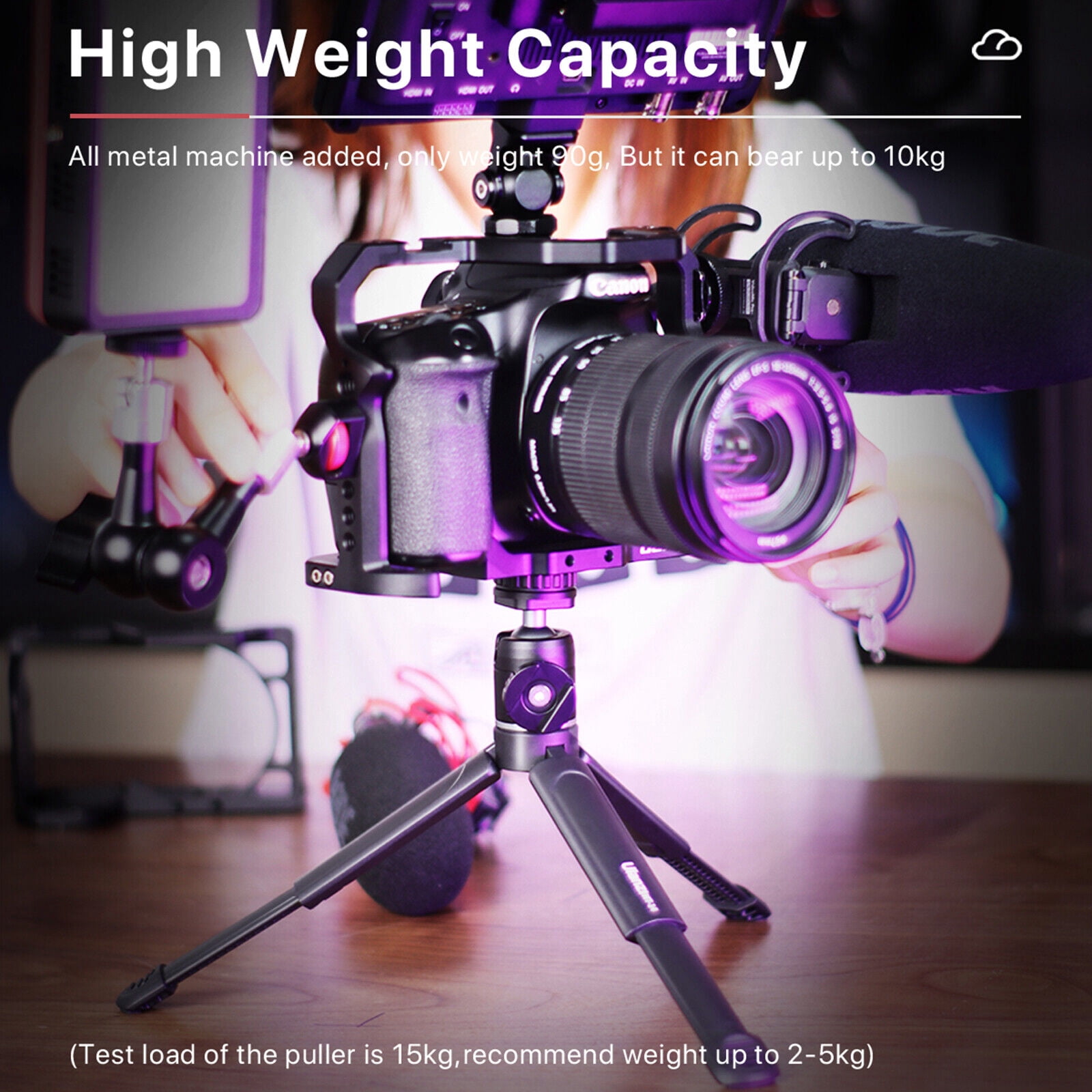 Ulanzi U-Vlog Lite Extendable Tripod with Dual Cold Shoe Mounts for Smartphones & Cameras 360° Ball Head, High Load Capacity, Lightweight Portable Vlogging Tripod for Livestreaming