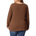 thumbnail image 3 of Agnes Orinda Women's Plus Size Knit Thin Fall Winter Trendy Crochet Comfy Pullover Sweaters 3X Brown, 3 of 6