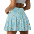 thumbnail image 2 of SEANATIVE Womens Tennis Skirt High Waisted Athletic Skorts Lightweight Pleated Tennis Skirts with Pockets Built-in Shorts Golf Pickleball Workout Skort for Running, 2XL, Daisy Flower Pattern Blue, 2 of 7