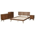 thumbnail image 2 of Baxton Studio Nura Walnut Brown Wood and Rattan Full Size 4-Piece Bedroom Set, 2 of 14