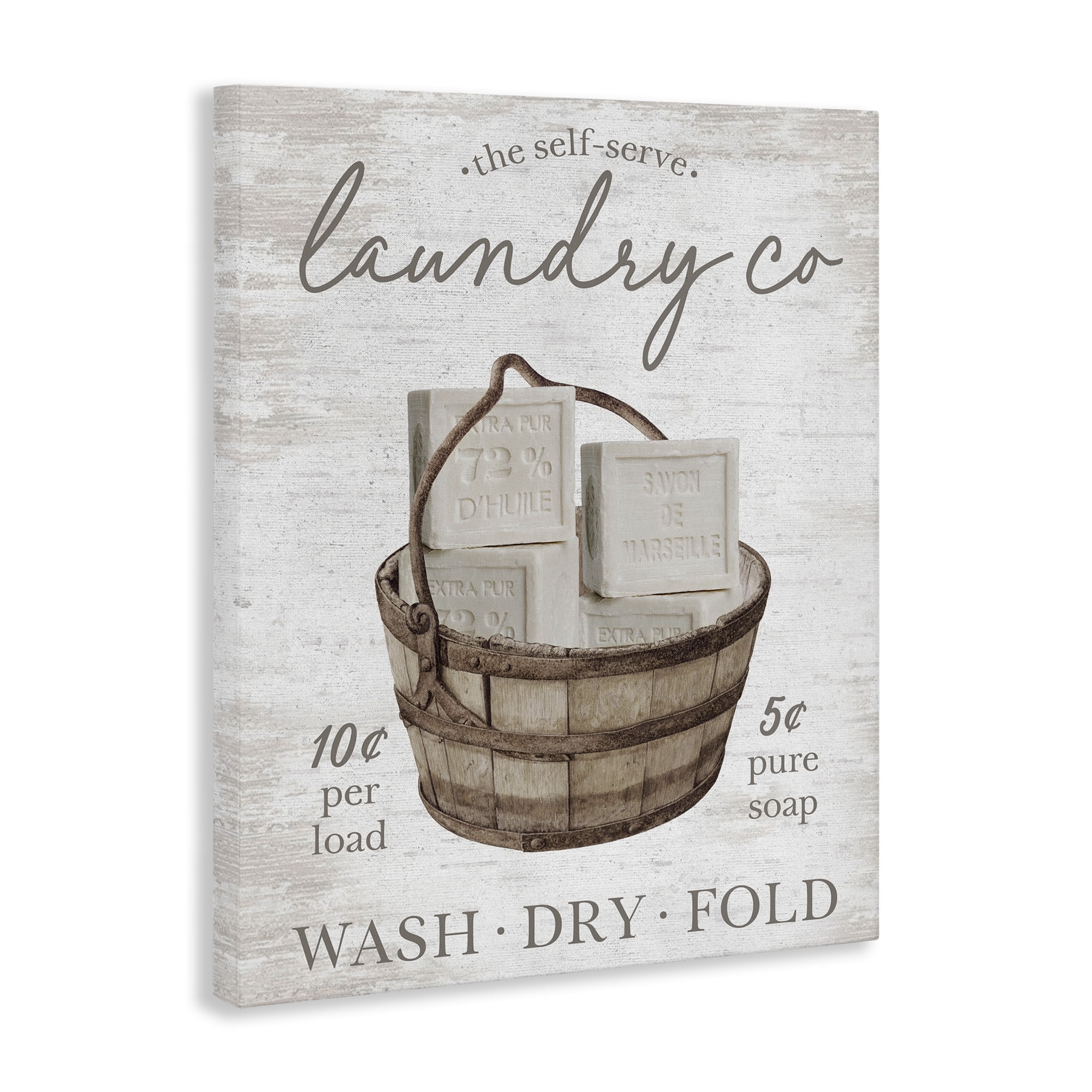 Stupell Industries Vintage Laundry Co Typography Painting Gallery Wrapped Canvas Art Print Wall Art, 24 x 30
