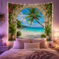 thumbnail image 2 of Tropical Beach Through a Stone Archway, Serene Coastal Style for Beach Lovers, Coastal Wall Art, Housewarming Gift, Tapestry Wall Hanging for Bedroom and Living Room, 2 of 7