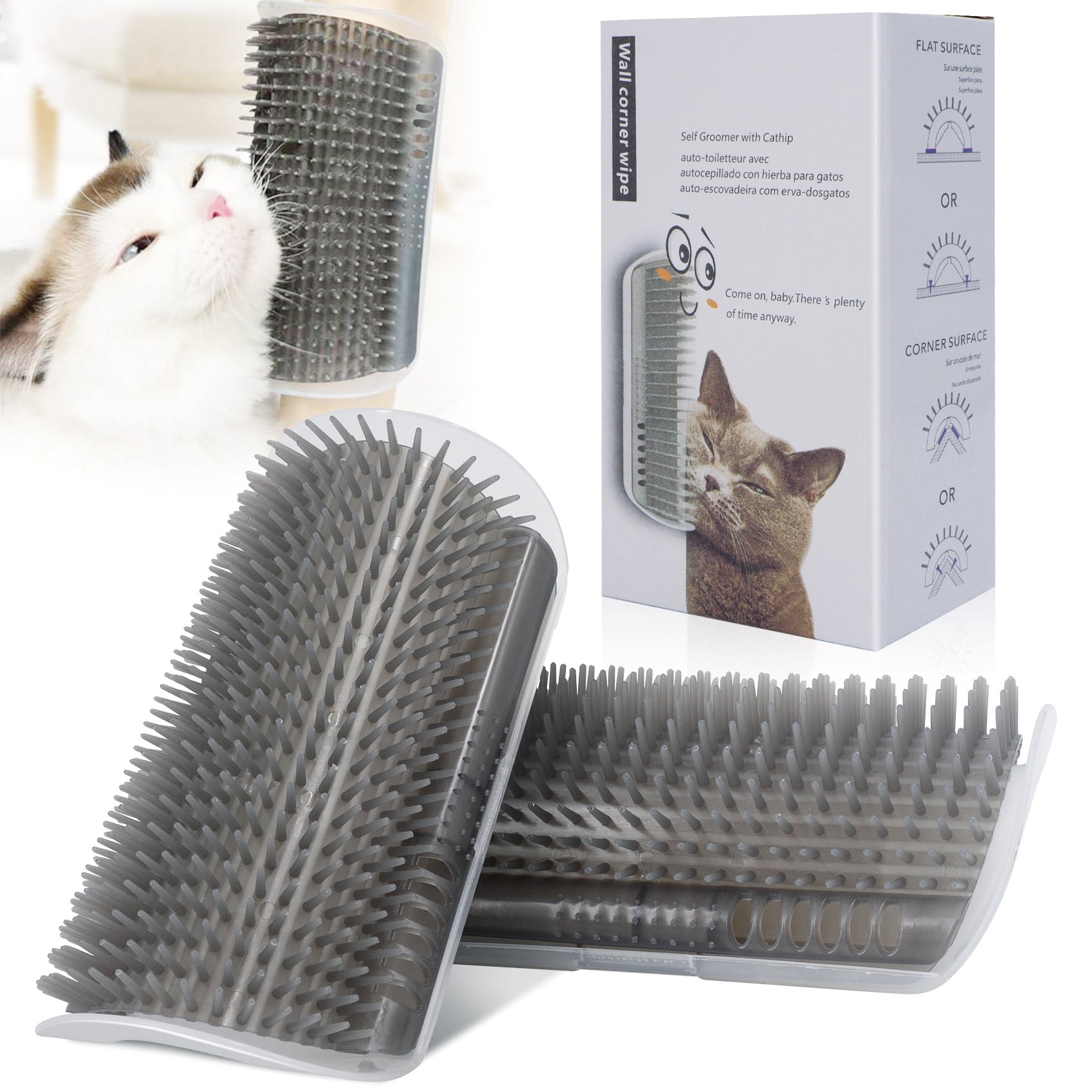 Huryfox 2 Pack Softer Cat Corner Self Groomer, Pet Corner Groomers