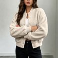 thumbnail image 4 of Tqcoqu Women's Round Neck Button Front Solid Color Jacket Long Sleeve with Pockets Casual Outerwear, 4 of 6