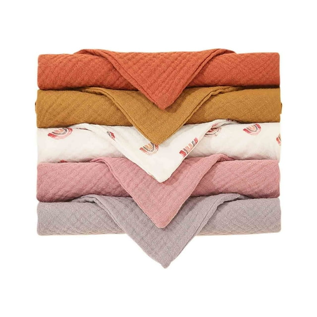 Juego de baberos de gasa de algodón para bebé de 5 piezas, juego de baberos estampados para bebé Babero para bebé