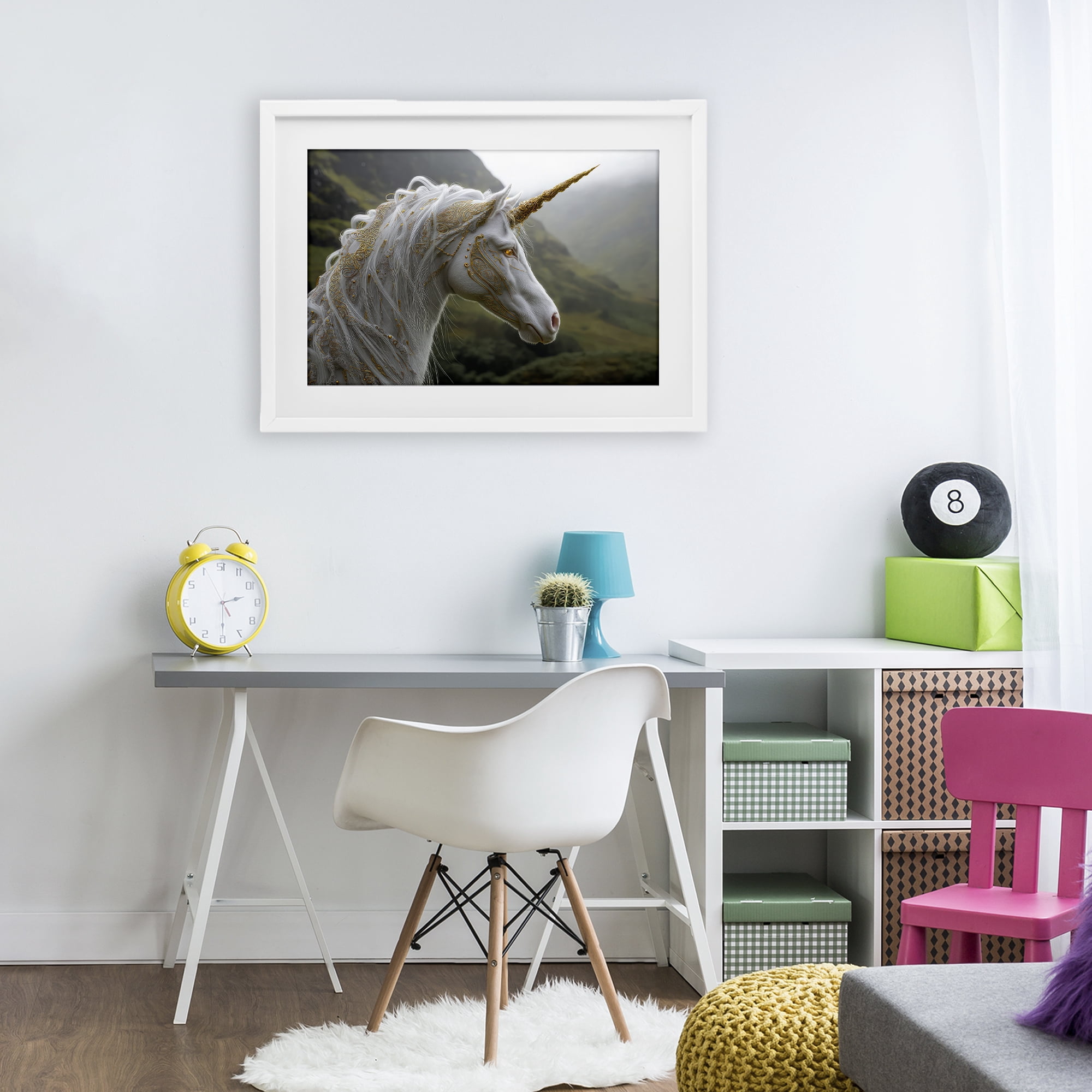 Stupell Industries Ornate Celtic Unicorn White Framed Print Under Glass, design by The Wands Want