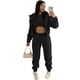 thumbnail image 1 of Women's 3 Piece Padded Hooded Sweatshirt Sports Casual Outfit Tracksuit Set, 1 of 1