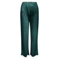 thumbnail image 6 of UJNDER Women's Sequined Flared Pants High Waisted Wide Leg Trousers for Party and Evening Wear Green M, 6 of 7