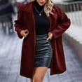 thumbnail image 5 of WREESH Womens Fleece Trench Coats Notched Lapel Double Breasted Pea Coat Winter Wool Blend Overcoats Solid Business Casual Coats Wine S-2XL, 5 of 9