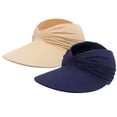 thumbnail image 2 of siminsem UPF 50+ Wide Brim Sun Visor Hat for Women 2 Pack Lightweight Breathable Foldable Roll Up Ponytail Hole Summer Beach Hat UV Protection Cap for Outdoor Hiking Travel, Blue,One Size, 2 of 9