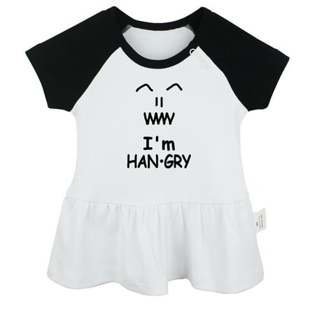 

I m Hangry Novelty Dresses For Baby Newborn Babies Skirts Infant Princess Dress 0-24M Kids Graphic Clothes (Black Raglan Dresses 18-24 Months)