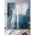 thumbnail image 2 of Blue Teal Sheer Curtains 84 Inch Length 2 Panels Set, Modern Oil Painting Vintage Abstract Voile Window Treatment Rod Pocket Curtains Sheers Drapes for Bedroom/Living Room/Kitchen 52"x84"x2, 2 of 7