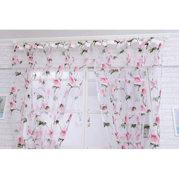 EGNMCR Curtains, Curtains for Bedroom Peony Tulle Window Screens Door Balcony Curtain Sheer Cover the Curtain