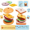 thumbnail image 1 of Hamburguesa Montessori de madera Pajojoqa, de juguete apilable, para 2 o 3 años, 1 of 8