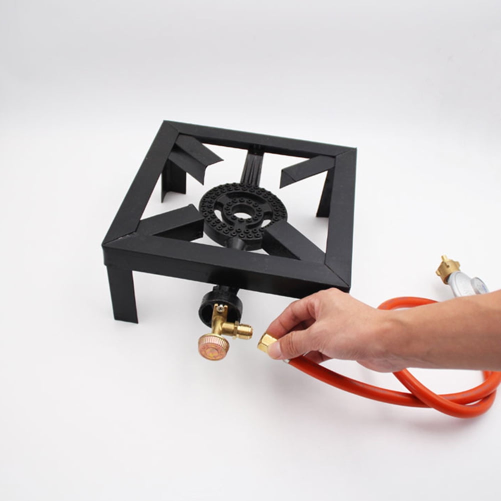 FUTUREORYY 1Set Portable Cast Iron Propane Burner with Hose Regulator for Outdoor Camping Cooking Stove