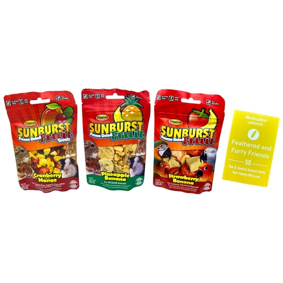 Higgins Sunburst Freeze Dried Fruit for Small Animals and Birds (1) each: Cranberry Mango, Pineapple Banana, Strawberry Banana (.5 Ounces Each)   MerlinsMart Zine