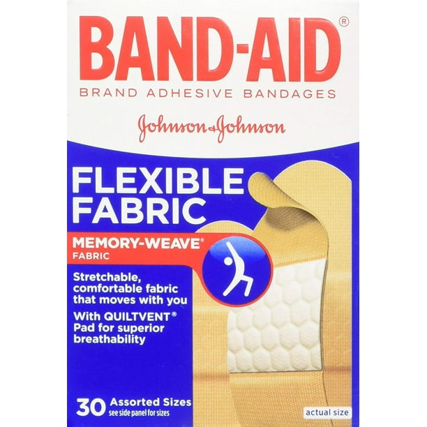 Johnson & Johnson BandAid Adhesive Bandages Flexible Fabric 30 ct