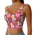 thumbnail image 2 of Sports Bras For Women Workout Tank Tops, Classic Cute Smiling Cow Flower Running Vest With Removable Cups, 2 of 2