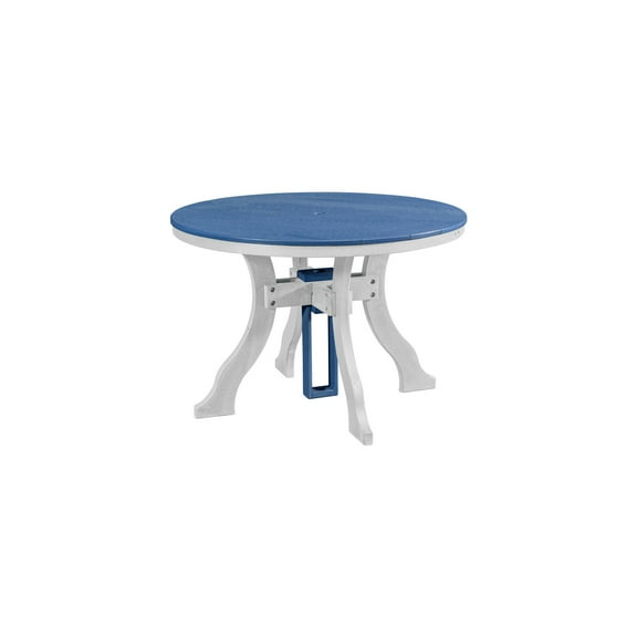 Round Dining Table - 42" Blue HDPE Plastic - 30" Height - Outdoor Patio Table