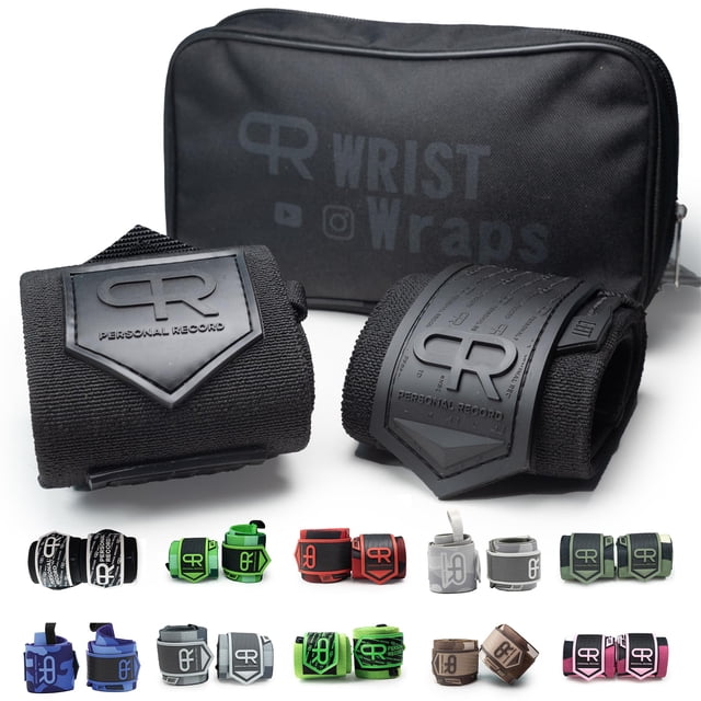 Pulseras PR Personal Record Heavy Duty Premium, color negro