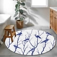 thumbnail image 4 of Round Area Rug 3 Ft, Navy Blue Branches Birds Washable Non-Slip Circle Carpet for Living Room/Bedroom, Abstract Forest Silhouettes Low-Profile Small Floor Mats Collection Rugs for Indoor, 4 of 7