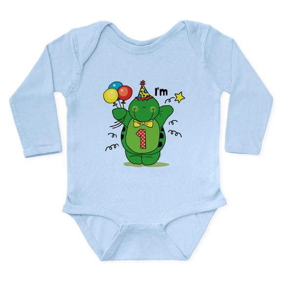 CafePress - Happy Turtle 1St Birthday Long Sleeve Infant Bodys - Long Sleeve Cotton Baby Bodysuit