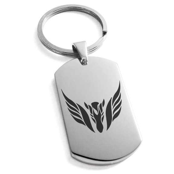 Tioneer Stainless Steel Greek Mythology Pegasus Engraved Rectangular Dog Tag Keychain Keyring For Unisex 25mm.